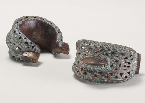 PAIR OF BRONZE RATTLE CUFF BRACELETS, AFRICA, 20TH C